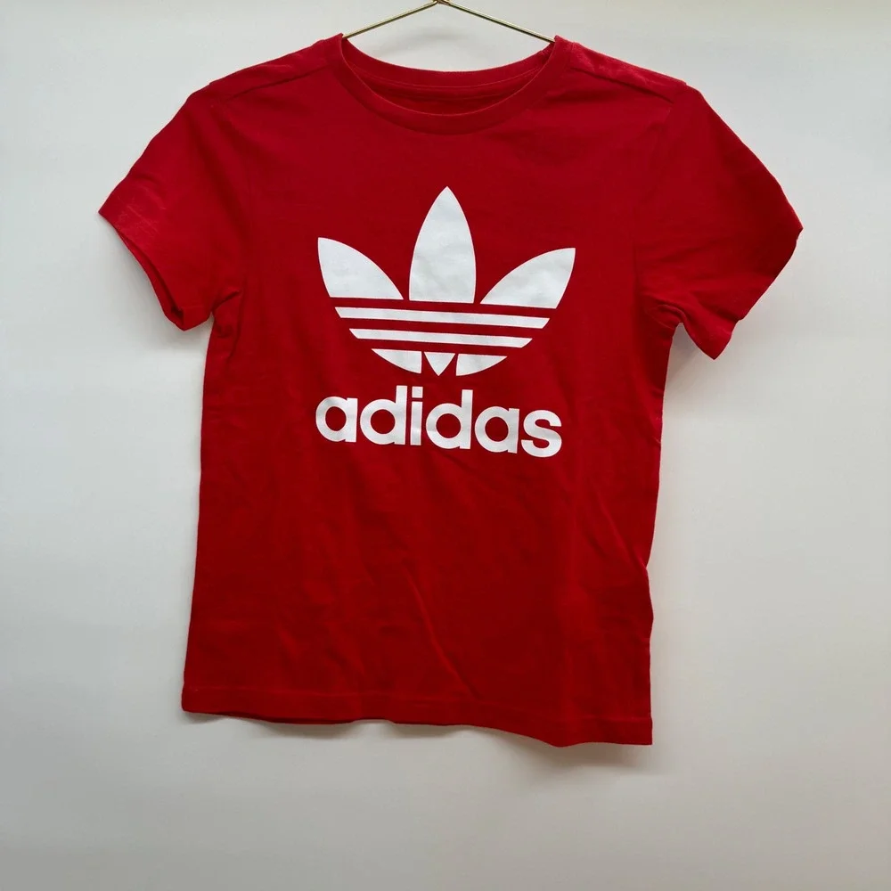 Adidas Originals Kids Trefoil Tee T-Shirt Red White Logo NWT Small‎ Youth 9/10
